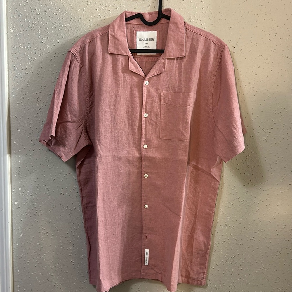 hollister mens large salmon button up